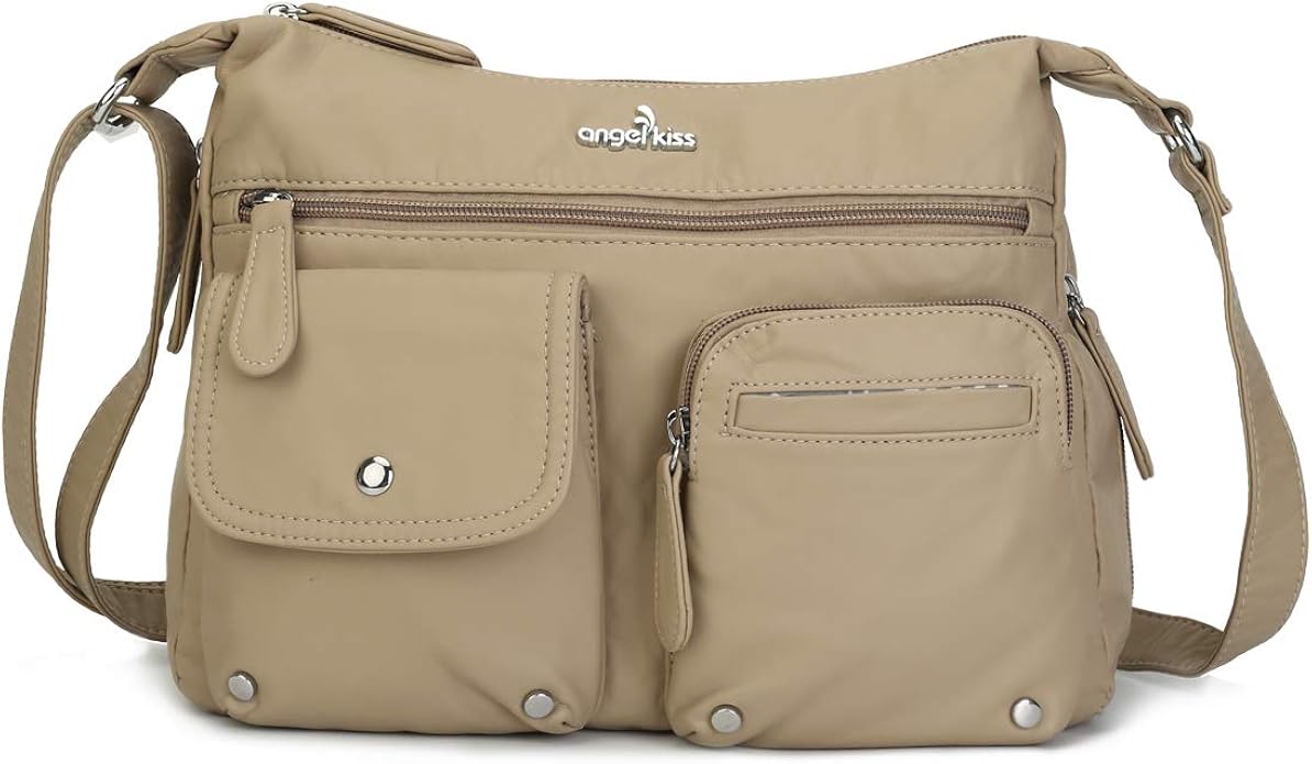 Multi Pocket Crossbody Bag for Women, Ultra Soft Washed Vegan Leather