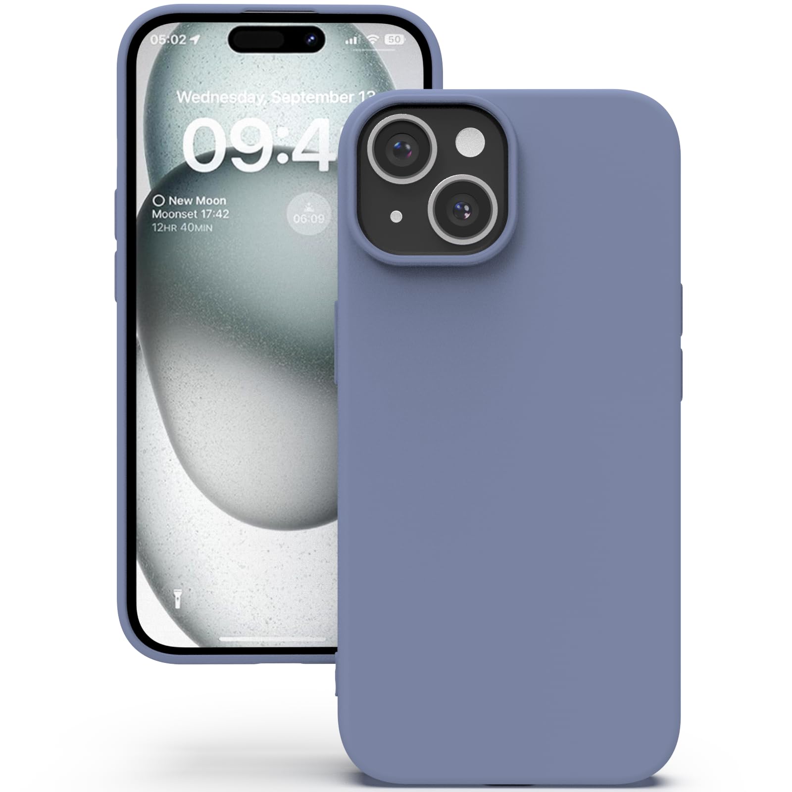 YATWIN Silicone Case for iPhone 15 Plus, Soft-Touch, Shockproof, DustProof, Antiskid Full Body Armour Phone Cover for Apple iPhone 15 Plus - Lavender Grey — image 1