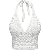 GORGLITTER Women's Crochet Bow Halter Top Cute Backless Summer Ribbed Knit Going Out Country Concert Crop Tops 2025
