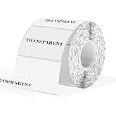 3x2 Inch Transparent Thermal Labels Stickers, Self-Adhesive Clear Waterproof Direct Thermal Label Stickers for Packaging, Shipping, Barcode, Address