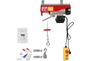 BAZARGAME Electric Hoist 1100LBS with Wired Remote Control & Single/Double Slings Electric Winch, Attic Hoist, Steel Electric Lift, 110V Electric Hoist for Lifting in Factories, Warehouses, Construction Site