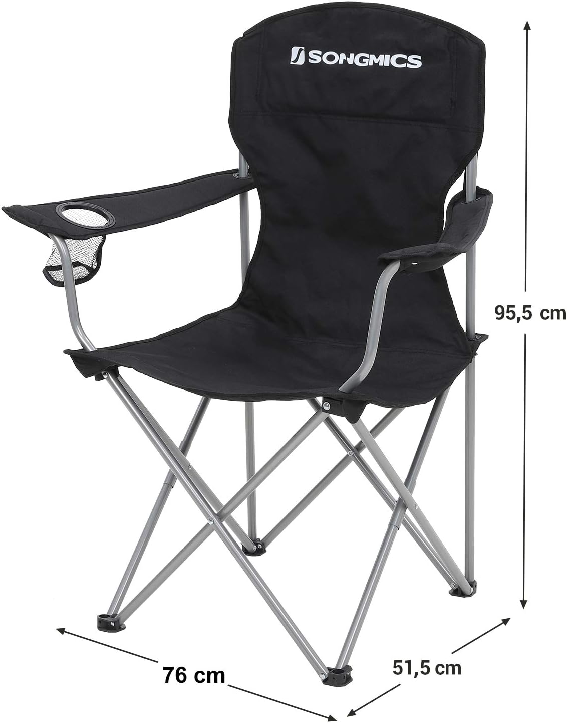 SONGMICS Set of 2 Folding Camping Chairs, Comfortable, Heavy Duty Structure, Max. Load Capacity 150 kg, with Cup Holder - Image 3