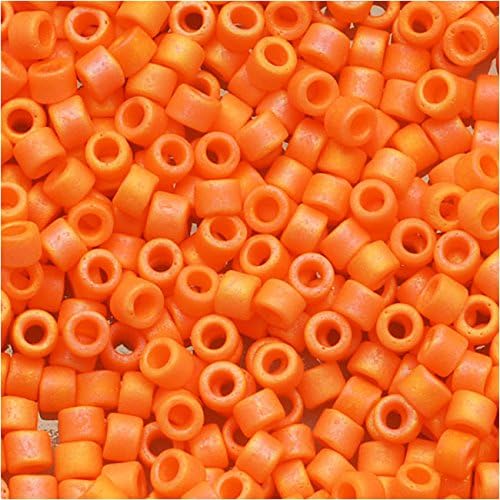 Miyuki Delica Seed Beads 11/0 Matte Opaque Mandarin Orange AB DB1593 7.2 Grams