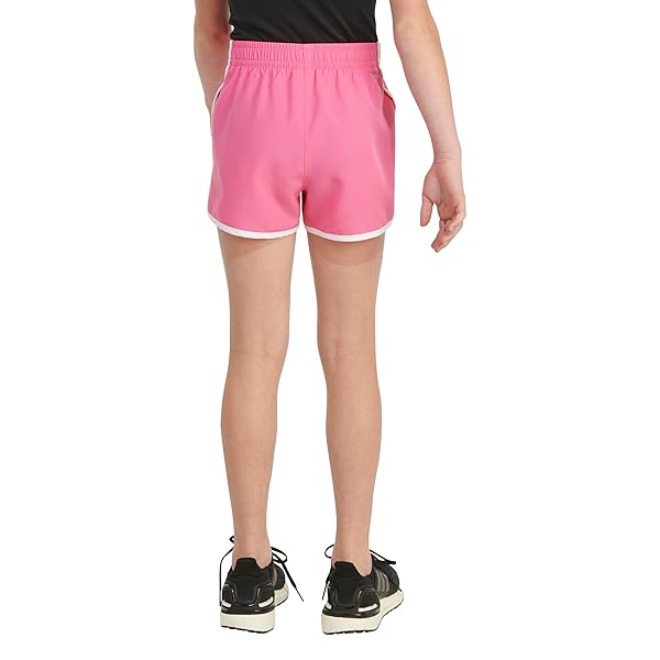 ADIDAS GIRLS CLASSIC ELASTIC WAISTBAND GYM SHORTS, DARK PINK, 14