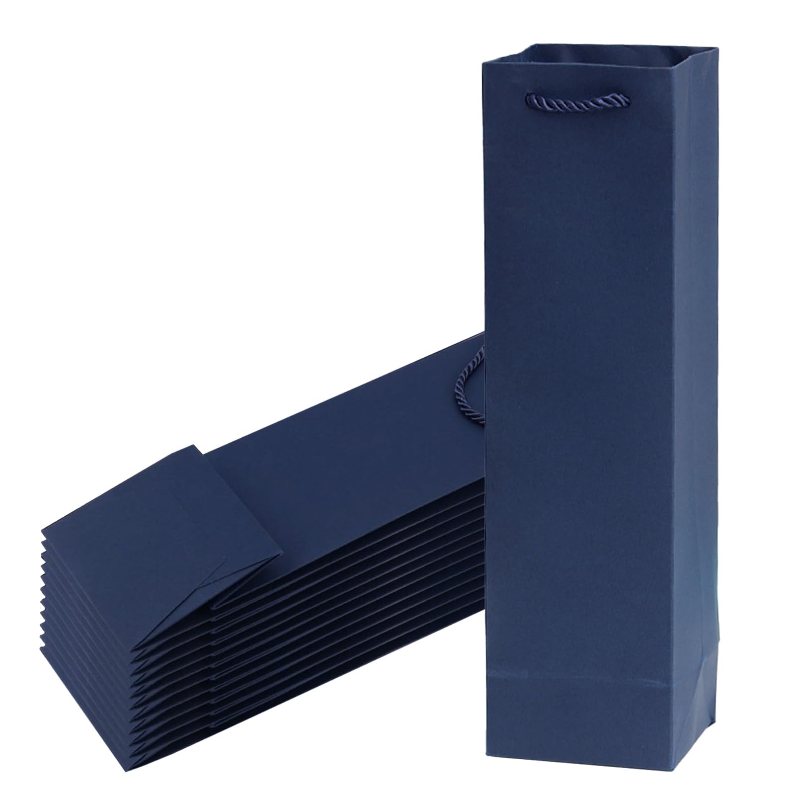 POPOYU Christmas Bottle Gift Bags Multipack,12Packs Christmas Bottle Bags for Wine with Handle, New Year Xmas Wine Bottle Bag for Red Wine.Whiskey Champagne Gifts Wrapping (DarkBlue)