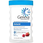 Genexa Antacid Made Clean, 72 Chewable Tablets, Berry Flavor | Calcium Carbonate Maximum Strength, Dye Free, 0% Artificial Additives, Heartburn, Acid Indigestion &amp; Upset Stomach Relief