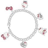 SALLY ROSE Sanrio Hello Kitty Charm Bracelet 8-inch - Silver Plated Hello Kitty Charm Bracelet Officially Licensed