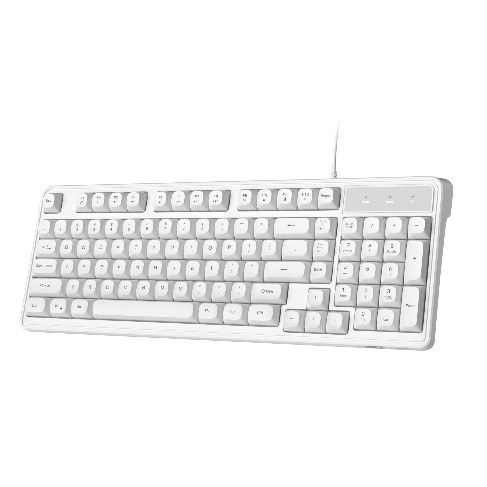Photo 1 of Camiysn Gaming Keyboard, 98 Keys Wired Quiet Computer Keyboard with Ergonomic Keycaps Colorful Backlit, Multimedia Keys, Anti-Ghosting Keyboard for PC/Laptop, White