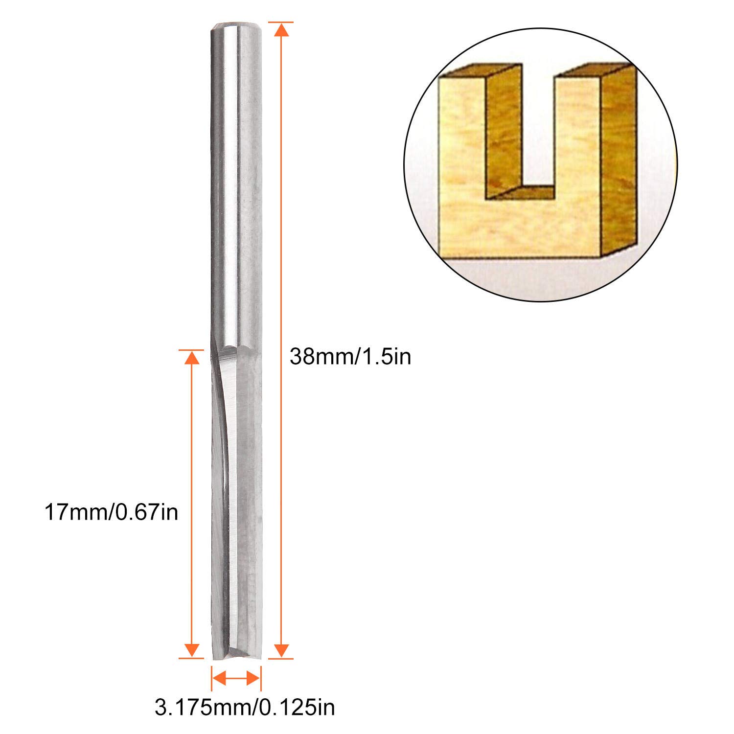 Straight Slot Bit Tungsten Steel Milling Cutter Pack Of 10 By Starvast Oal 38 5mm 1 8 Shank Straight Edge Router Bit Straight Double Flute Bit End Mill Bit Flute Length 17mm Router Bits