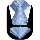 HISDERN Ties for Men Silk Extra Long Tie and Pocket Square Classic Plaid Checkered 63 inches Men's Neckties Business