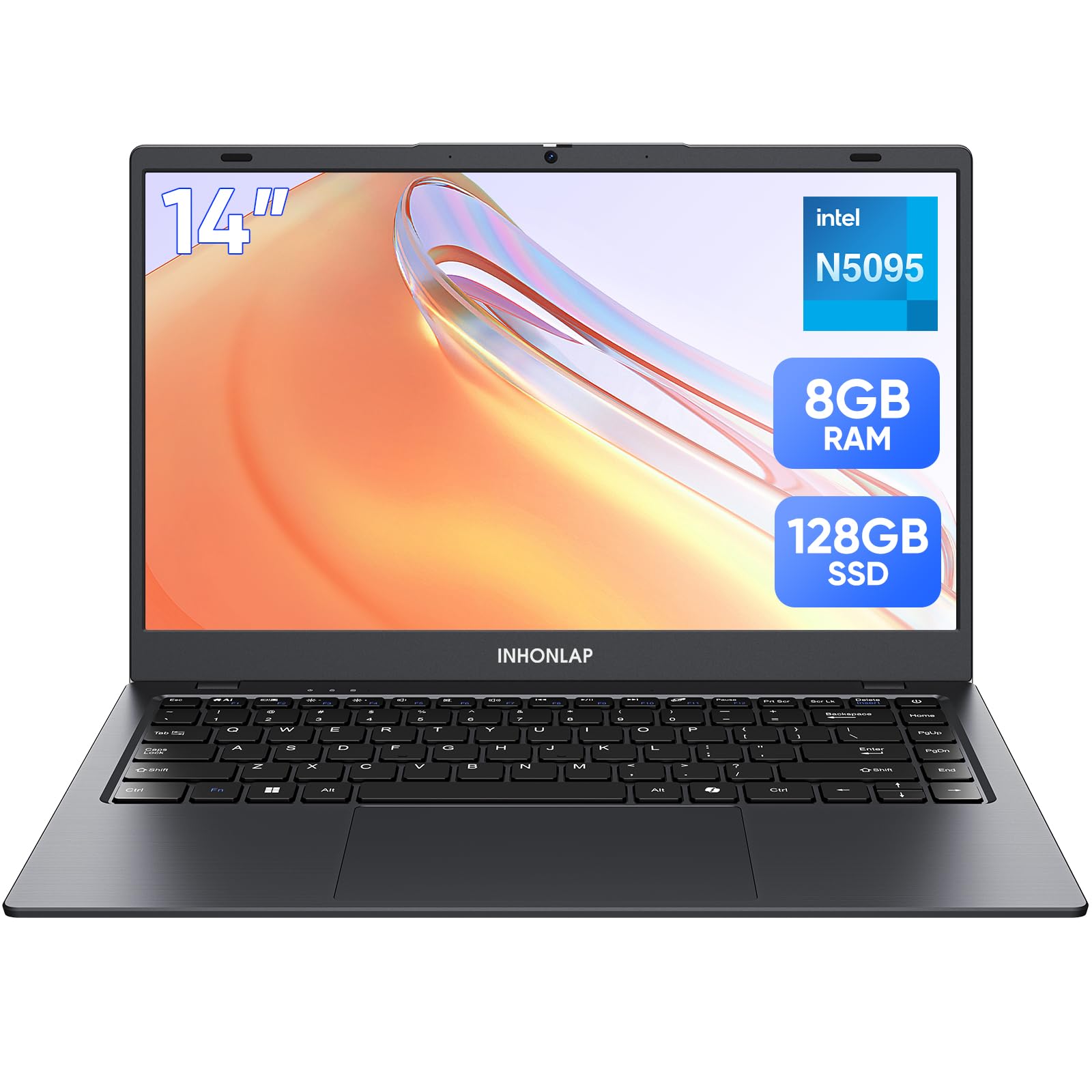 Photo 1 of INHONLAP Laptop for Student, Home and Business, Quad-Core N5095 Processor, 2.9GHz, 8GB RAM, 128GB SSD, 1TB Expandable, 14 Inch Laptop Computer, WiFi 5, BT 5.0, USB 3.0