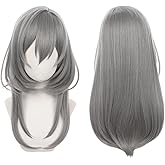 maysuwell HSR Anime Grey Long Wigs Women Straight Hair with Bangs COS Adult Game Trailblazerss Stelle Wigs Halloween,Christmas,Comic con,Game Show,Party