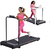 HevGlrm Walking Pad with Handle Bar, 2026 Upgrade Small Walking Pad Treadmill for Home, 3.0HP Portable Under Desk Treadmill with Handles for Home Small, 0.6-7.6MPH, 350LBS