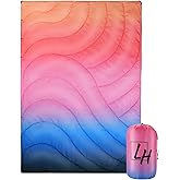 Outdoor Puffy Camping Blanket, Lightweight Down Alternative Puffy Waterproof Stadium Blanket with Portable Bag, Lightweight Camping Blanket for 2 People, Cold Weather, Sports, Travel, Car, 79*54 inch