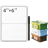 JIEHENG 100Pcs Large White Labels for Storage Bins,6x4 Inch Removable Labels,Large Labels for Blank Box,Strong Adhesive Tear Resistant No Residue Blank Labels (White)
