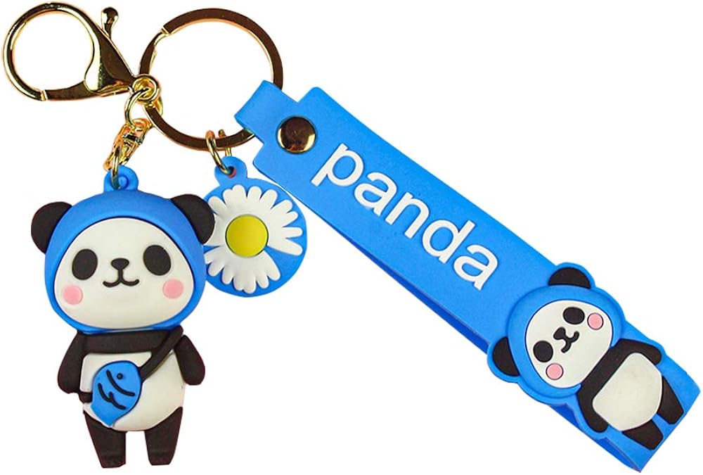 Womens Anime Keychain Panda Cute Key Keychain Cartoon Handbag Charms