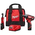 Milwaukee M12 12-Volt Lithium-Ion Cordless 3/8 in. Ratchet and Screwdriver Combo Kit (2-Tool) with Battery, Charger, Tool Bag
