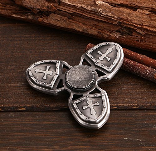 N2N Fidget Spinner - The Crusaders Spinner, Tri-Leaf Gyro of Bronze Alloy with Ceramic Bearing,High Speed Spins, Anxiety Relief Toy (Silver)