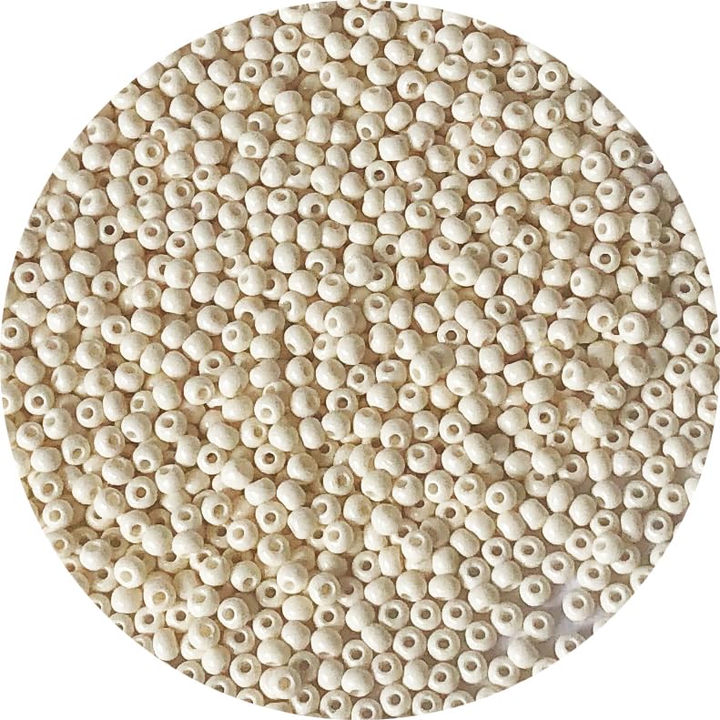 Bala&Fillic Size 3mm Beige Color Seed Beads 4000pcs/100 Grams, 8/0 Round Glass Craft Beads for Making Jewelry Earring Bracelets Necklace