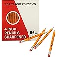 S & E TEACHER'S EDITION 96Pcs Half Pencils with Eraser Tops, Golf Pencil, Classroom, Pew - # 2 HB Pre-Sharpened Hexagon, 96 C