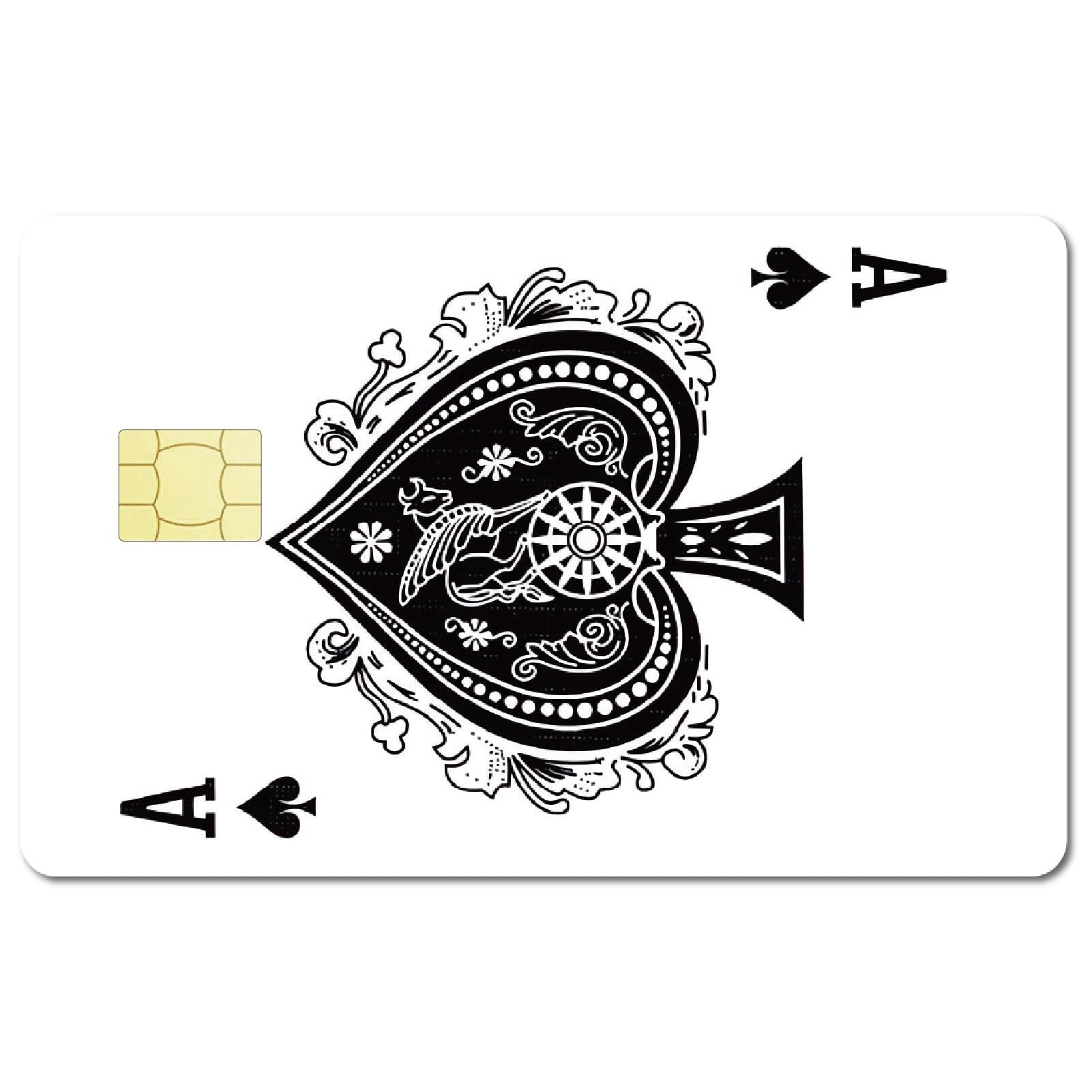 CREATCABIN Spade A Card Stickers Skin Playing Ace Card Cover Waterproof Bank Transportation Key Debit Credit Card Skin Decals Protecting Personalizing Card Sticker No Bubble for Card Decor 7.3x5.4Inch