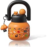 Sidagar 22 oz Tote Water Bottle with Straw and Carry Handle, Wide Mouth Vacuum Insulated Stainless Steel Tumbler, Travel Coffee Cup for Women Easy Carry, Halloween