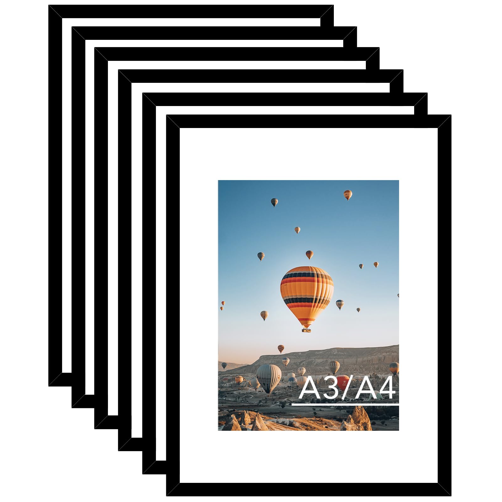 JCJMY 11.7x16.5 A3 Picture Frame Set of 6 Black