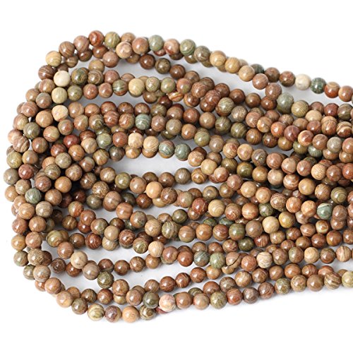 Qiwan 60PCS 6mm Natural Colorful Texture Jade Gemstone Round Loose Beads for Jewelry Making Handmade Materials 1 Strand 15"