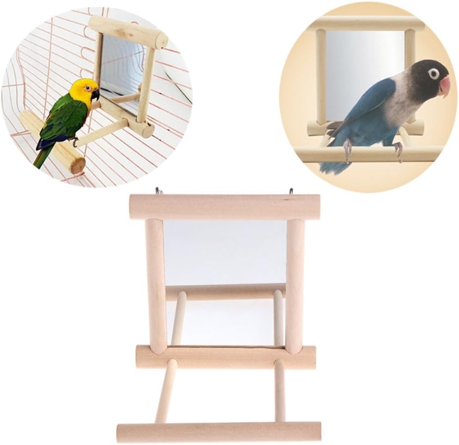 POPETPOP Bird MirrorParrot Hanging Swing with Mirror for
