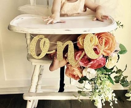Amazon Com Hongkai Glitter Gold 1st Birthday Highchair Banner Boy