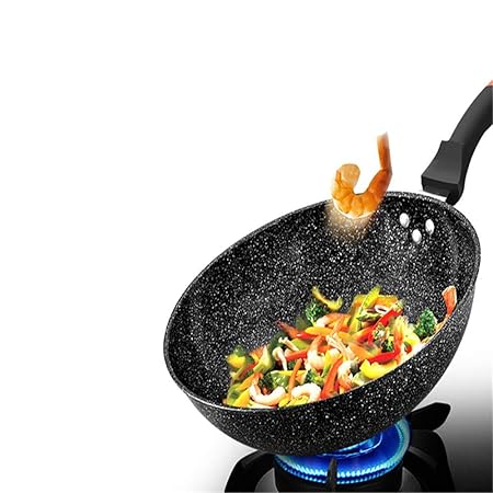 Wok pan plano fondo hogar crisol de piedra de trigo horno ...