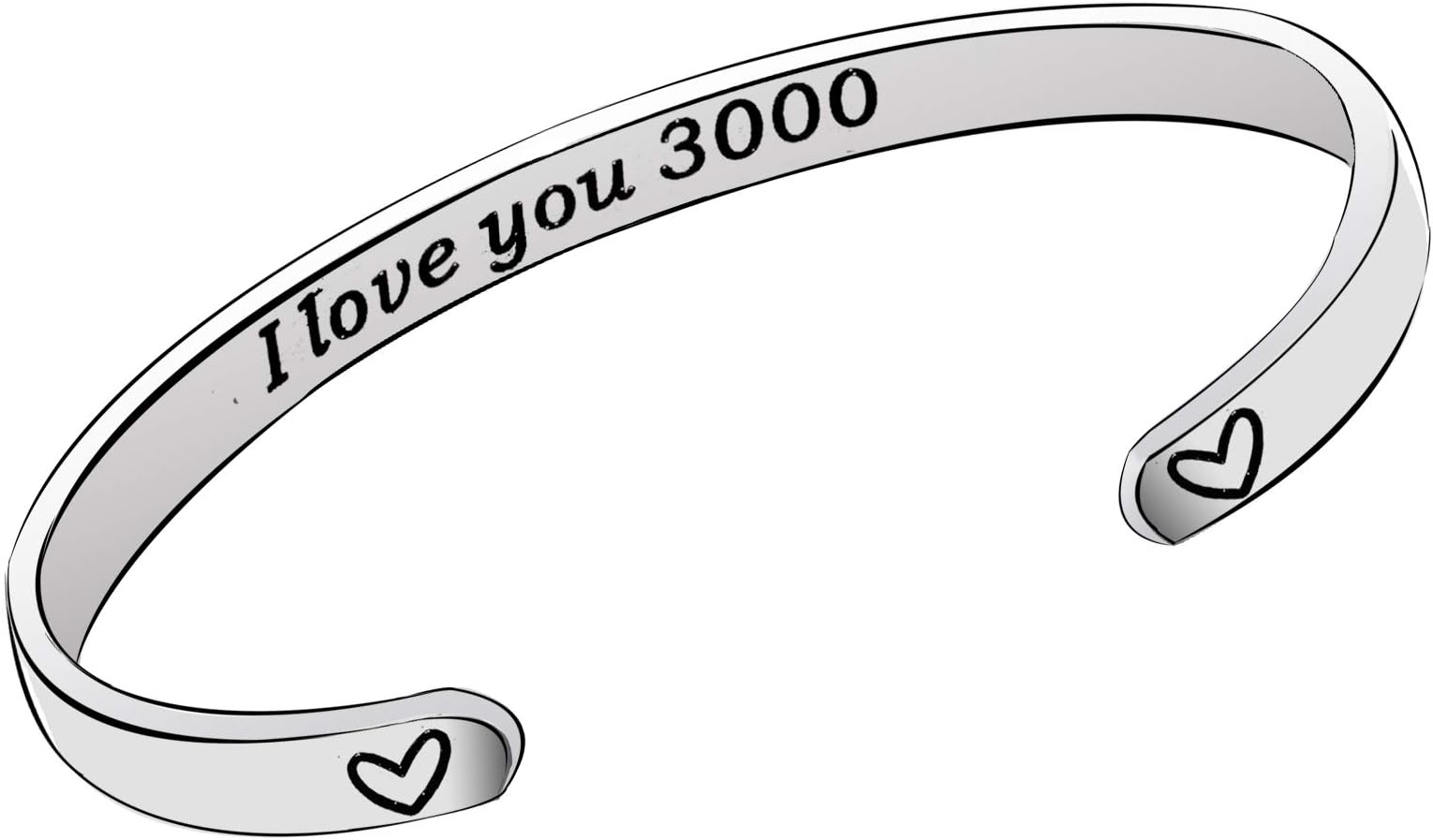 YONGHUI I Love You 3000 Stainless Steel Adjustable Cuff Bangle Bracelets for Men Women Marvel Avenger Fans Family Friends Birthday Christmas Jewelry Gifts Silver