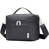 NOL Natural Organic Lifestyle Small Insulated Lunch Bags for Women Cooler Bag Lightweight Nylon Waterproof Lunch Box For Work（Small，Black）