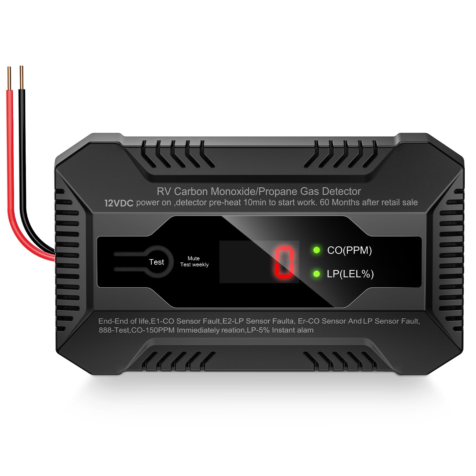 Photo 1 of Funomo RV Carbon Monoxide and Propane Gas Detector, Dual LP/CO Gas Alarm with Separate LCD Indicator Lights, 85dB Loud Alarm, Carbon Monoxide Propane Gas Leak Detector for RV and Home Use-12V DC