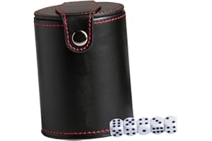 GLSTOY Pu Dice Cup Set with Double Lid and Dice for Party Games Portable Rolling Cup for Ktv Bar Board Games 4.13X3.14X3.14In