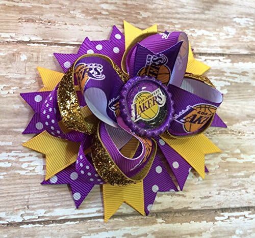 NBA LA Lakers Hair Bow, Basketball Hair Bow, Cheer Bow, Los Angeles Lakers Headband, Infant Headband, Baby Headband, Newborn headband,