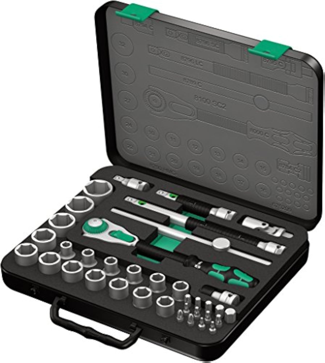 Wera 8100 SC 2 Zyklop Speed Ratchet, Sockets, Bits and Accessories Set, 1/2" Drive, 37PC, 05003645001