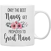 QASHWEY Nana Gifts Coffee Mug, Only the Best Nanas Get Promoted to Great Nana Coffee Cups Ceramic 11oz, Nana Birthday Gifts for Women, Mothers Day Gifts, Grandma Gifts from Grandchildren Tea Cup