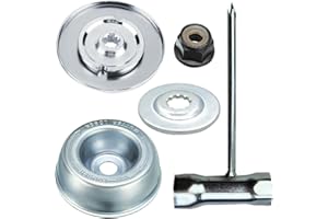 YHOPARTS Blade Adapter Kit for Stihl FS55 FS55R FS56 FS56RC FS70R FS80 FS85 FS90 FS90R FS94 FS94R FS100RX FS110 FS120 FS130 FS130R FS240 FS250 (Thrust Washer, Rider Plate, Thrust Plate, Collar Nut, T-Wrench)