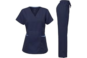 Dagacci Medical Uniform Women's Scrubs Set Stretch Ultra Soft Contrast Pocket