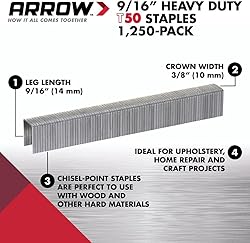 Arrow Fastener 50924 9/16" T50 Staples