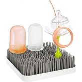 Boon Grass Plastic Drying Rack - Modern Countertop Baby Bottle Organizer - 9.75 x 9.88 x 3.0 inches - Gray