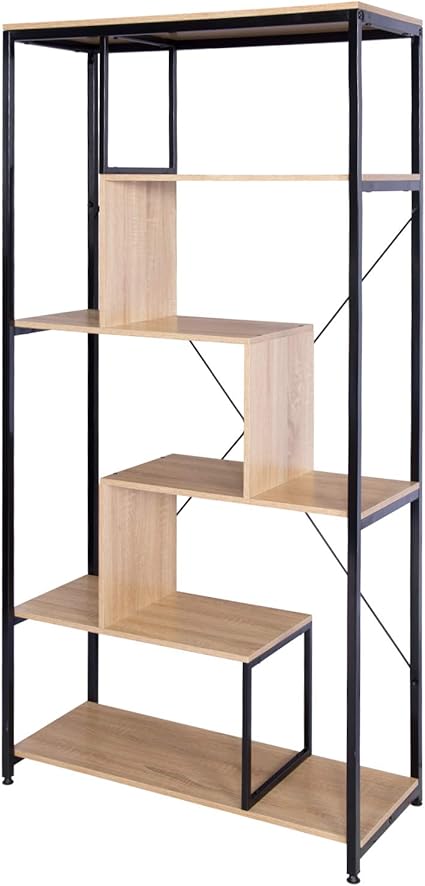 Esituro Sstr0051 Bibliotheque Etagere De Rangement Multi Usages Etagere Sur Pied Chene Clair Noir Amazon Fr Cuisine Maison