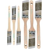 Vermeer Angled Paint Brushes, Assorted Paint Brush Set for Trim, 6 Pc | Interior &amp; exterior | Furniture, cabinets, doors &amp; fences | Latex &amp; oil-based | Medium stiff bristles, softwood handles