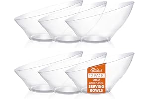 Goodluck 12 Pack Clear Plastic Serving Bowls for Party - 20 OZ Angled Disposable Serving Bowls for Wedding Party Chip, Candy, Salad & Fruit