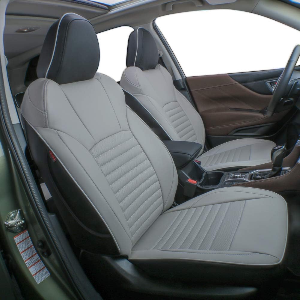 EKR Custom Fit Outback Car Seat Covers for Select Subaru Outback 2015 2016 2017 2018 2019 - Leather (Black/Gray)