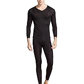 Grenasasilk Men's Silk Long Johns Mulberry Silk Long Underwear V-Neck Breathable Thermal Underwear Sets & Undergarments