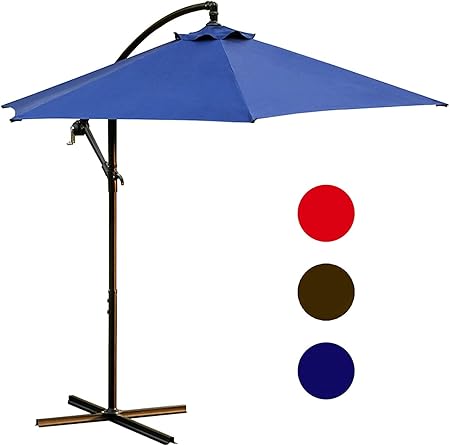 Amazon Com Lokatse Home 10 Ft Offset Patio Outdoor Umbrella Cantilever Hanging Market Umbrella Garden Umbrella With Crank Cross Base Blue Garden Outdoor