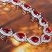 EVER FAITH Women's Full CZ Elegant Teardrop Necklace Earrings Set Red Ruby Color Silver-Tone
