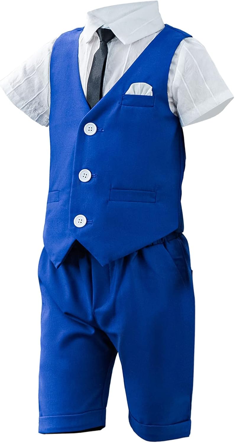 SXSHUN Baby Jungen Anzug 3-teilig - Sakko Set Für Taufe & Hochzeit